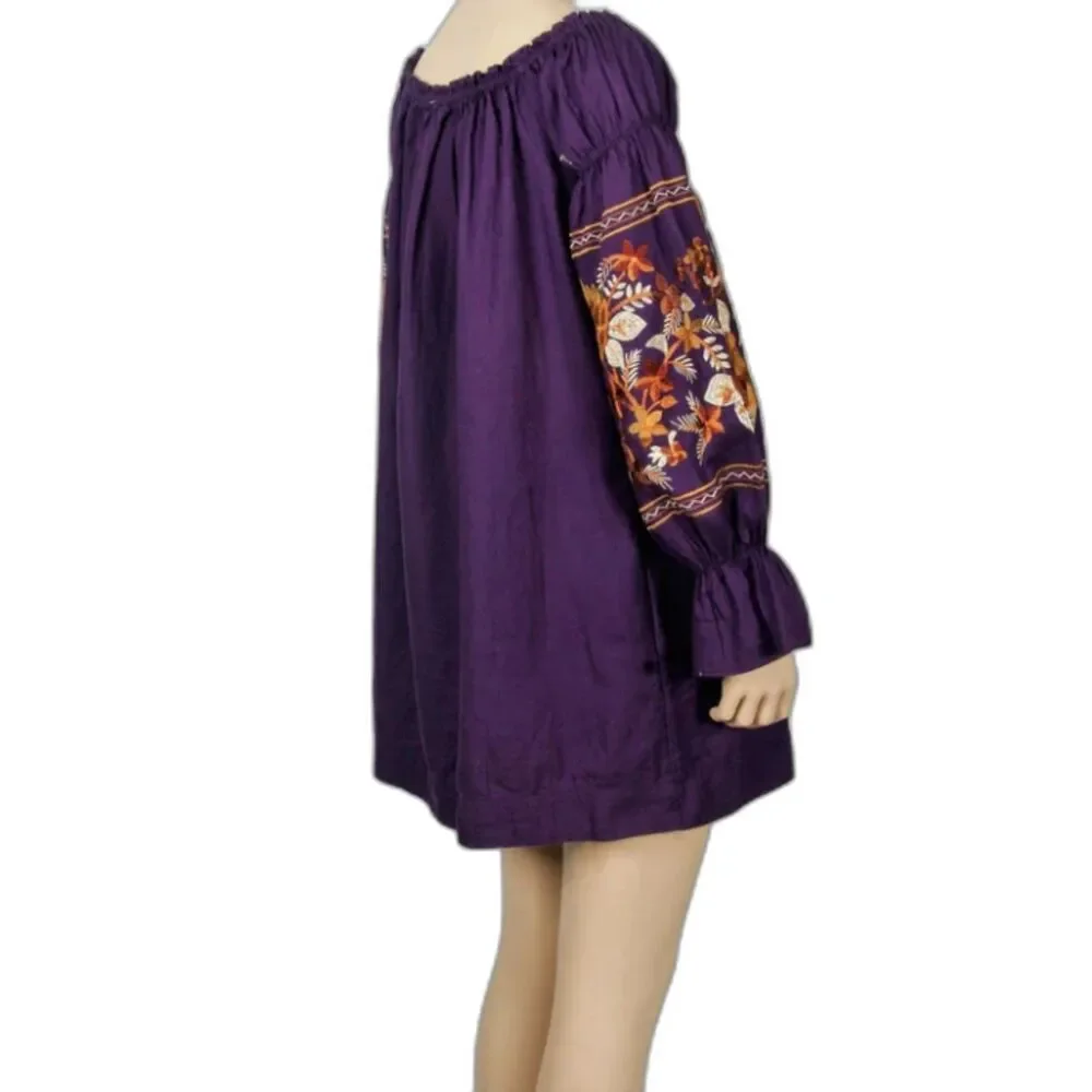 Free People Fleur De Jour Cotton Embroidered Mini Dress - Size XS - NWT